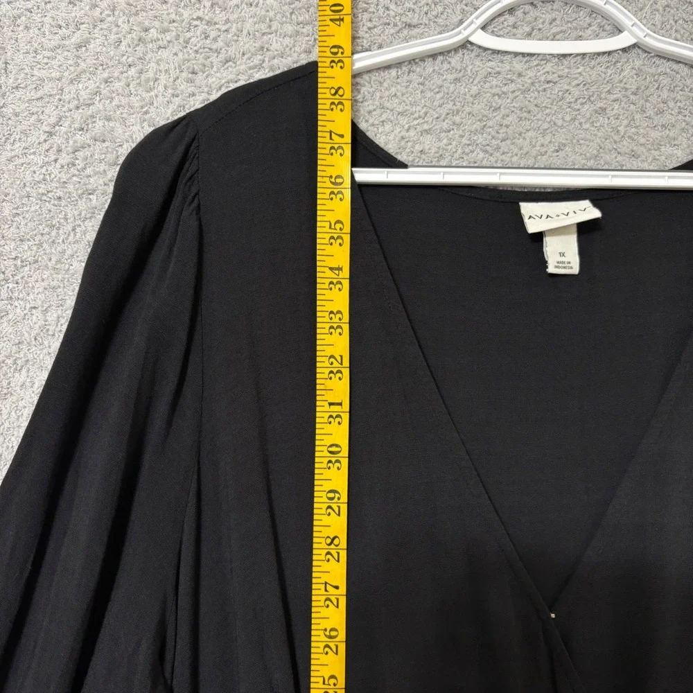 Little Black Dress Work Casual Flowy Mini Dress Long Sleeve Plus Size 1X Pockets - Picture 11 of 12